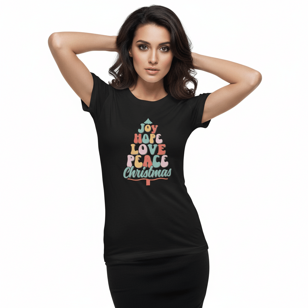 Women's Relaxed T-Shirt - Joy Hope Love Peace Christmas - Image 1