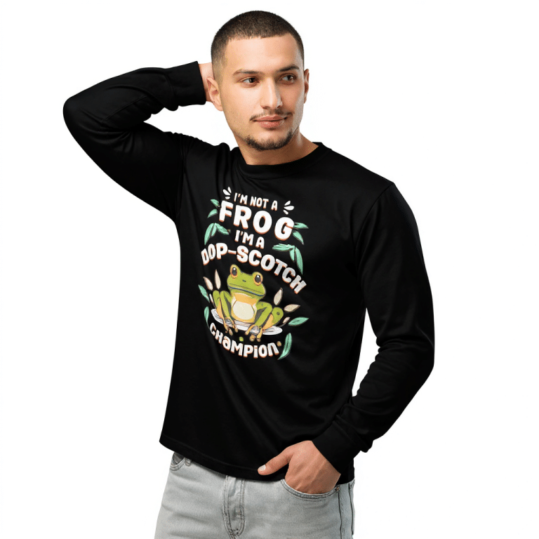 Garment-dyed heavyweight long-sleeve shirt, vibrant color, relaxed fit, 100% ring-spun cotton, pre-shrunk, I'm Not A Frog.
