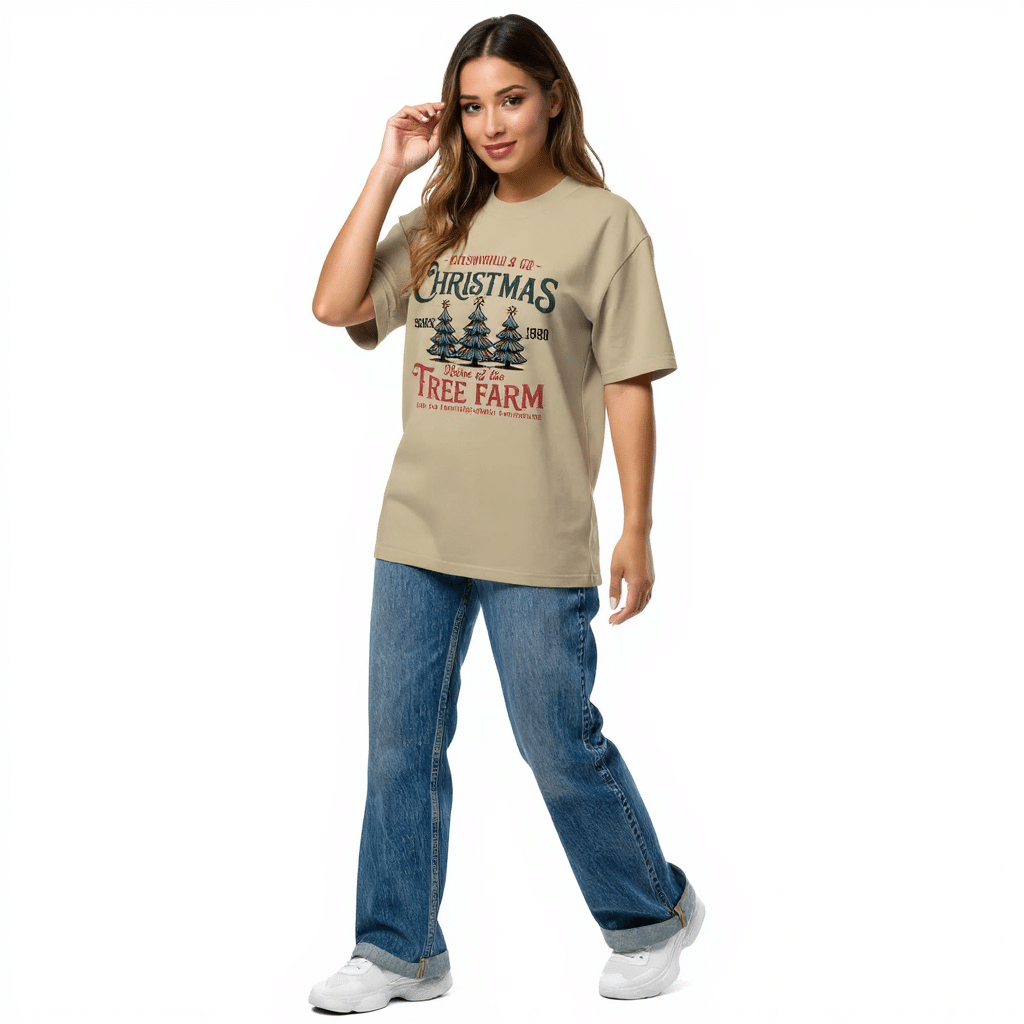 Oversized faded t-shirt - Christmas Home Of The Tree Farm - Image 3