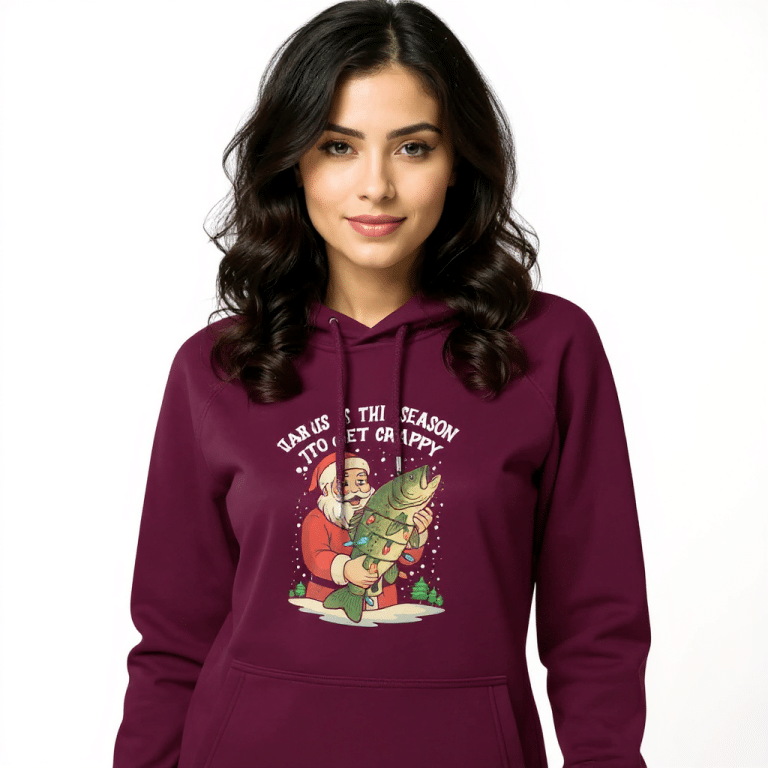 Unisex eco raglan hoodie with "This Is The Season To Get Crappy" print, charcoal melange, organic cotton, brushed interior, regular fit