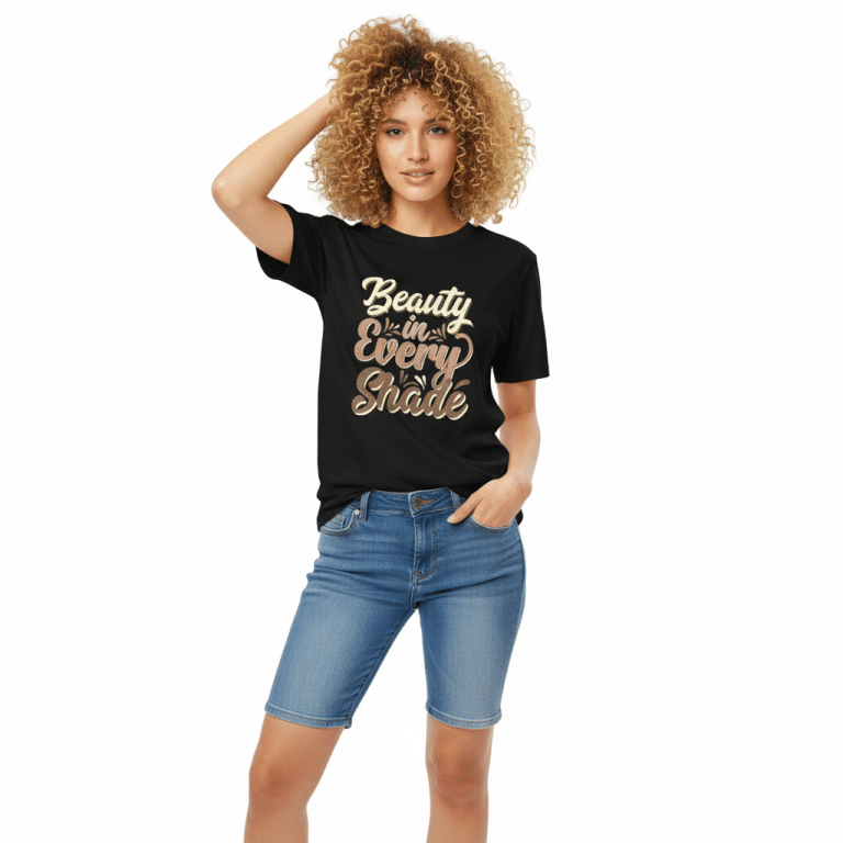 Unisex organic ribbed neck t-shirt Beauty In Every Shade, 100% organic cotton, regular fit, set-in sleeves, sustainable fashion