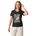 Women’s relaxed v-neck t-shirt - This Girl Loves Christmas - Image 2