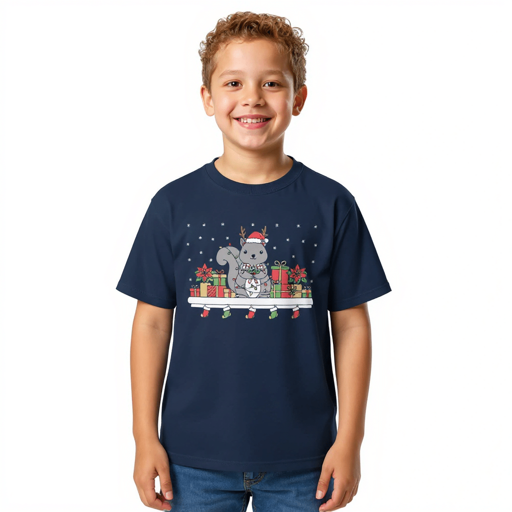 Youth classic tee - Cute Christmas Squirrel Lights - Image 2