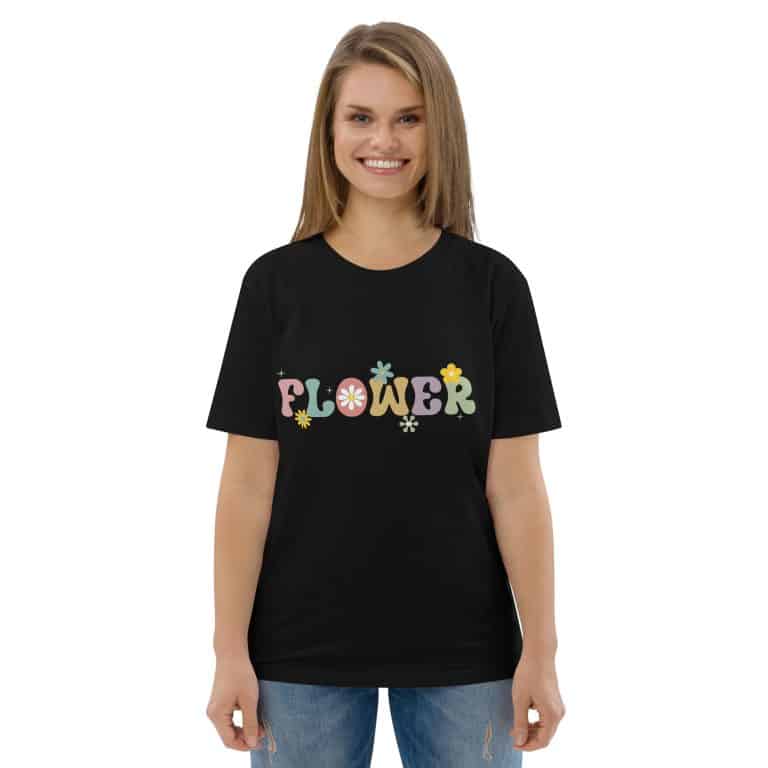 Unisex organic cotton t-shirt - Flower: pastel floral design, 100% ring-spun cotton, sustainable