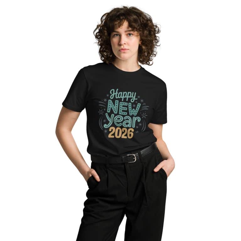 Unisex premium cotton t-shirt for Happy New Year 2026, regular fit, crew neck, festive fireworks design