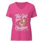 Women’s relaxed v-neck t-shirt - This Girl Loves Christmas - Image 28
