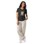 Women’s relaxed v-neck t-shirt - Frog With A Backpack - Image 5