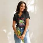 Women’s relaxed v-neck t-shirt - Frog With A Backpack - Image 11