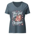 Women’s relaxed v-neck t-shirt - This Girl Loves Christmas - Image 24