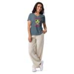 Women’s relaxed v-neck t-shirt - Frog With A Backpack - Image 6