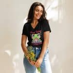 Women’s relaxed v-neck t-shirt - Frog With A Backpack - Image 16
