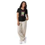 Women’s relaxed v-neck t-shirt - Frog With A Backpack - Image 17