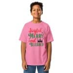 Youth classic tee - Joyful Merry And Blessed - Image 15