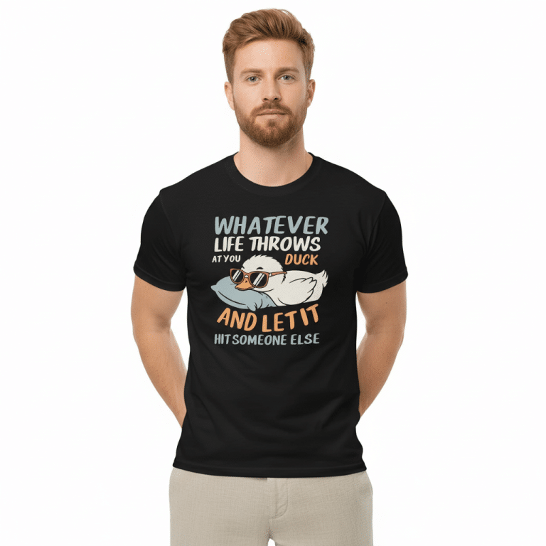 Unisex Gildan classic tee with humorous duck phrase, 100% cotton, casual style, soft and breathable.