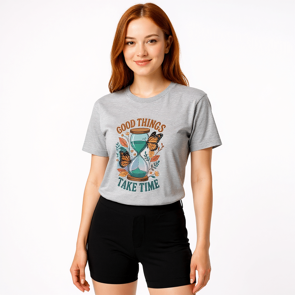 Unisex fine jersey tee - Good Things Take Time - Image 2