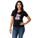 Women’s relaxed v-neck t-shirt - Bunny Dog