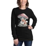 Unisex Long Sleeve Tee - Fox Reading Under Mushroom - Image 4
