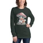 Unisex Long Sleeve Tee - Fox Reading Under Mushroom - Image 7