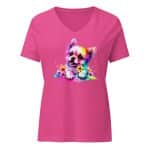 Women’s relaxed v-neck t-shirt - Bunny Dog - Image 21