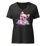 Women’s relaxed v-neck t-shirt - Bunny Dog - Image 15