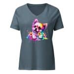 Women’s relaxed v-neck t-shirt - Bunny Dog - Image 18