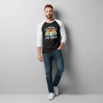 3/4 sleeve raglan shirt in heather grey, featuring "You Had Me At Ice Cream" print, crafted from soft cotton blend for comfort.