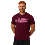 Burgundy unisex classic tee "The Broke Entrepreneur," made from 100% cotton, stylish, inspirational, perfect for casual wear.