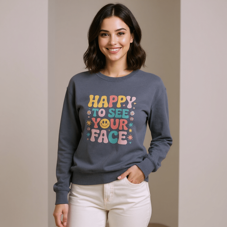 Unisex vintage-washed garment-dyed sweatshirt in soft cotton blend, featuring retro typography and relaxed fit for stylish comfort.