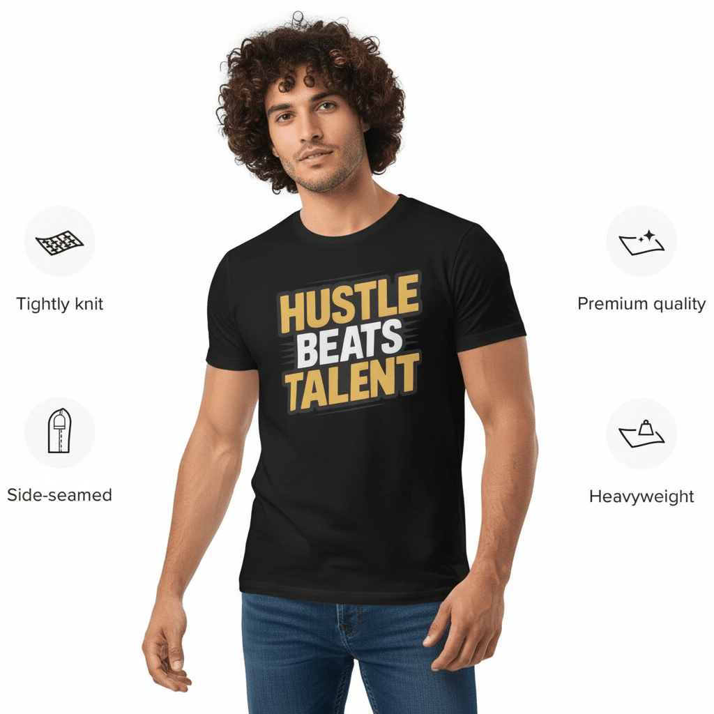 Men’s premium heavyweight tee - Hustle Beats Talent - Image 2
