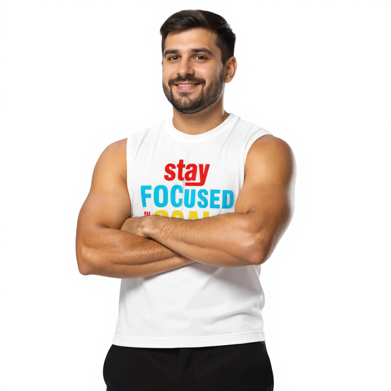 Soft, sleeveless muscle shirt in urban style, relaxed fit, low-cut armholes, 100% cotton, perfect for yoga and casual wear.