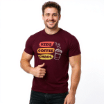 Unisex classic tee in Kids Coffee Chaos, 100% cotton, trendy streetwear style, sport grey, cozy fit, perfect for kids.