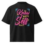 Unisex organic oversized high neck t-shirt - Know Worth Self Worth - Image 16