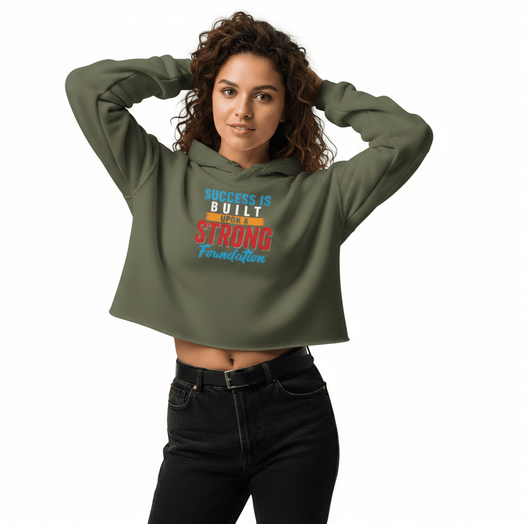 Crop Hoodie - Success Is Built Upon A Strong foundation - Image 2