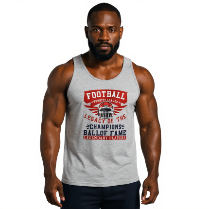 Men's classic football tank top in soft black cotton, perfect for casual wear or athletic activities, by Bella + Canvas.