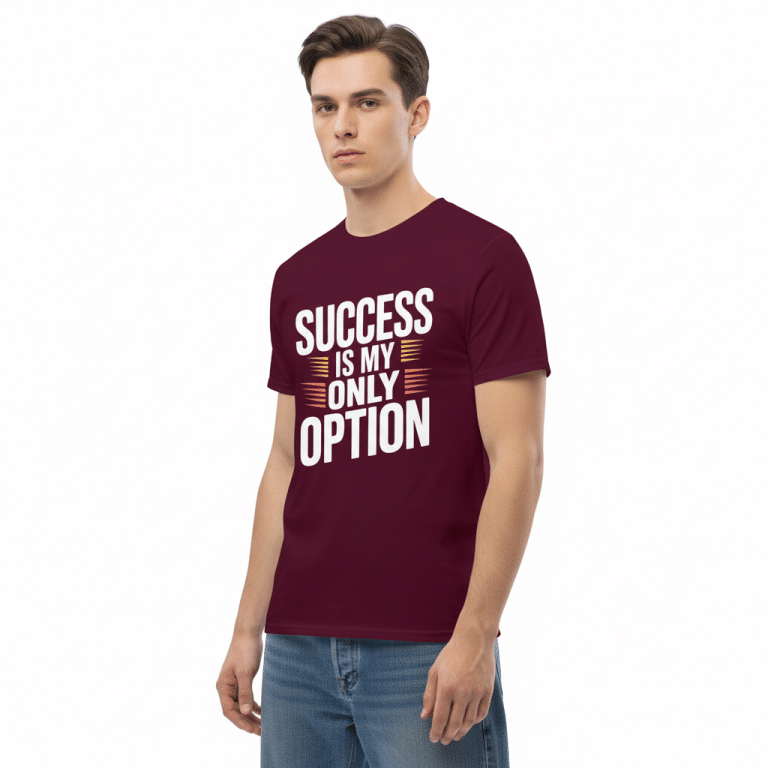 Unisex classic tee in Sport Grey with "Success Is My Only Option" graphic, 100% cotton, perfect for trendy streetwear.