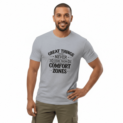 Comfortable short sleeve t-shirt in Heather Grey, 100% cotton, lightweight, soft, stylish staple for any wardrobe.