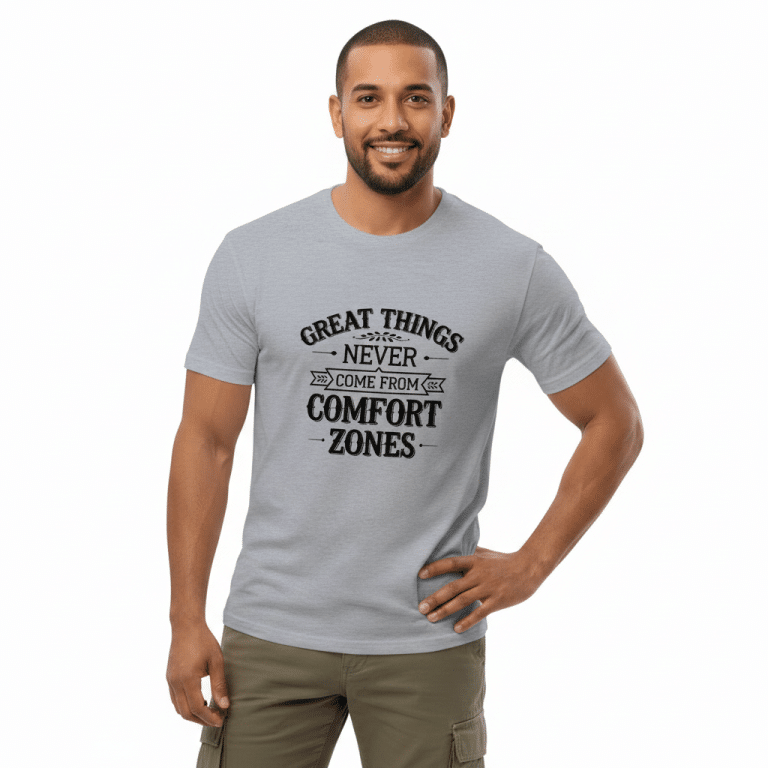 Comfortable short sleeve t-shirt in Heather Grey, 100% cotton, lightweight, soft, stylish staple for any wardrobe.