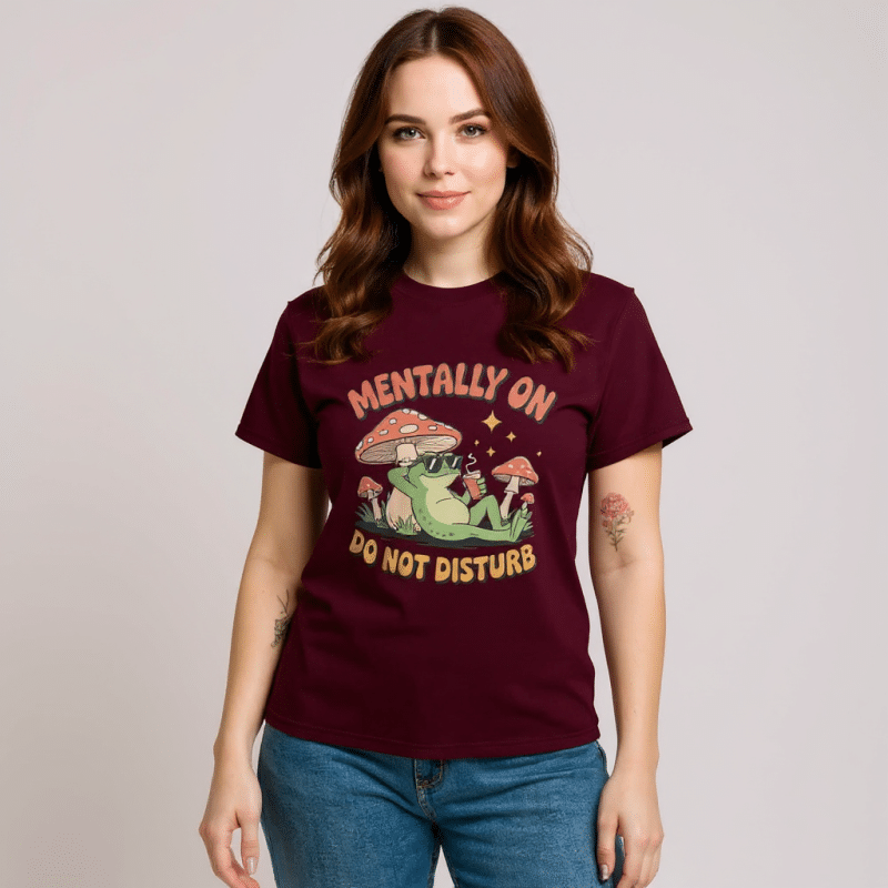 Unisex classic tee in "Mentally On Do Not Disturb" design, 100% cotton, stylish sporty fit, perfect for streetwear.