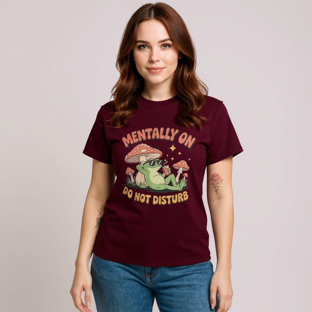 Unisex classic tee in "Mentally On Do Not Disturb" design, 100% cotton, stylish sporty fit, perfect for streetwear.