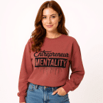 Unisex garment-dyed fleece crewneck sweatshirt in vintage style, soft midweight cotton, relaxed fit, Entrepreneur Mentality design.