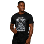Soft unisex t-shirt in various colors, made from 100% cotton, featuring "Built By Pressure" design, perfect for casual wear.