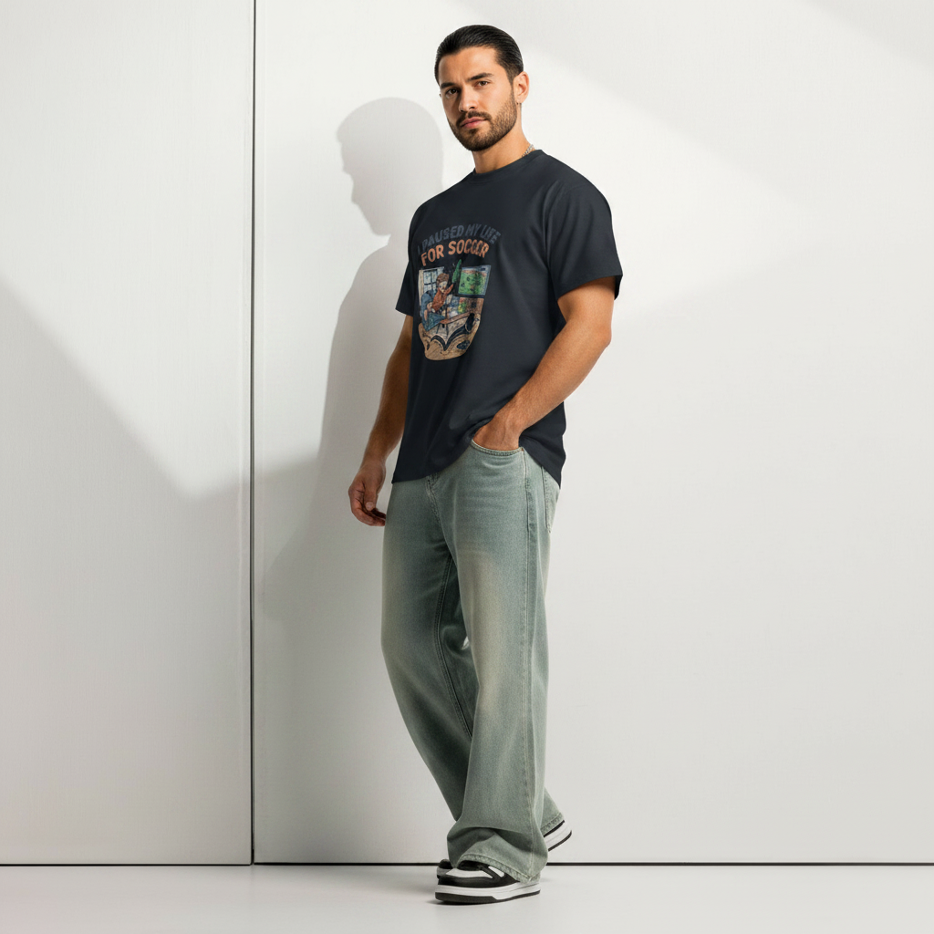 Men’s box tee - I Paused My Life For Soccer - Image 3