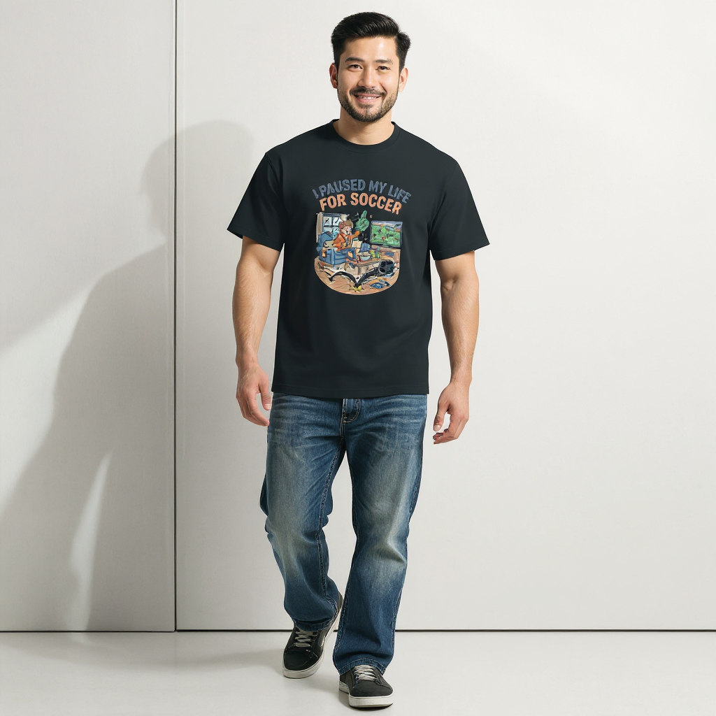 Men’s box tee - I Paused My Life For Soccer - Image 2