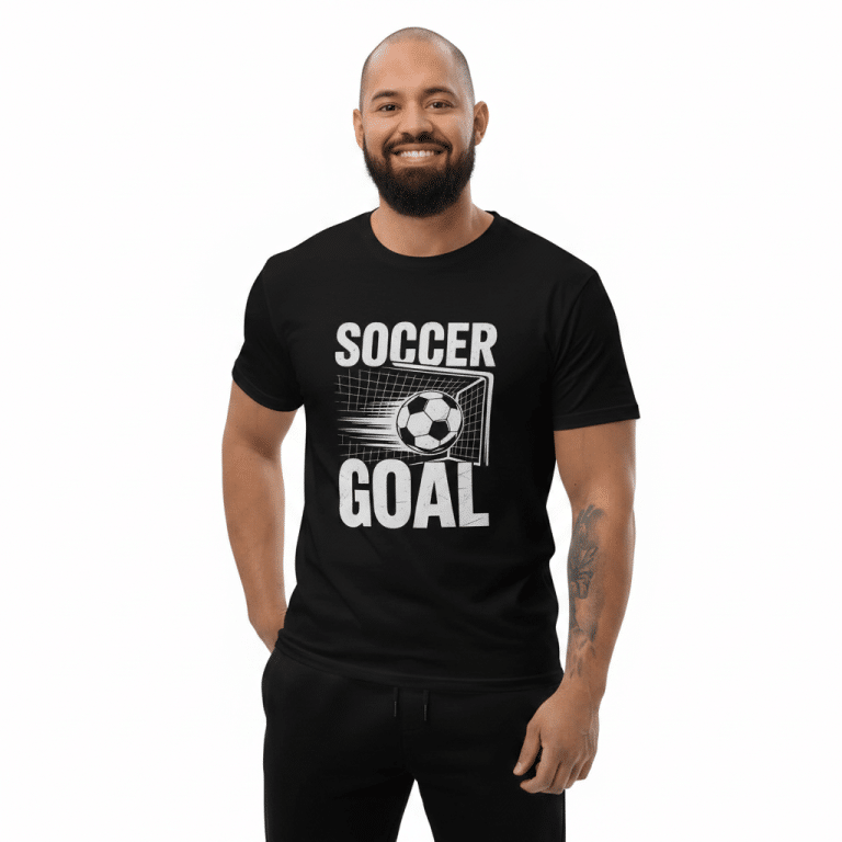 Comfortable short sleeve soccer goal tee black cotton pre-shrunk Next Level Apparel