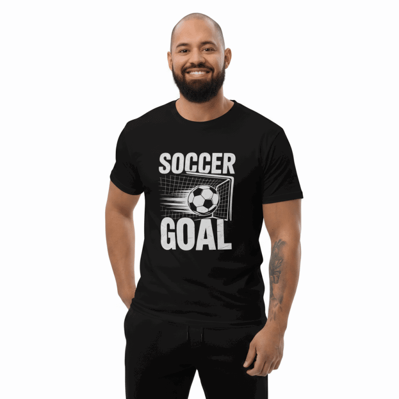 Comfortable short sleeve soccer goal tee black cotton pre-shrunk Next Level Apparel