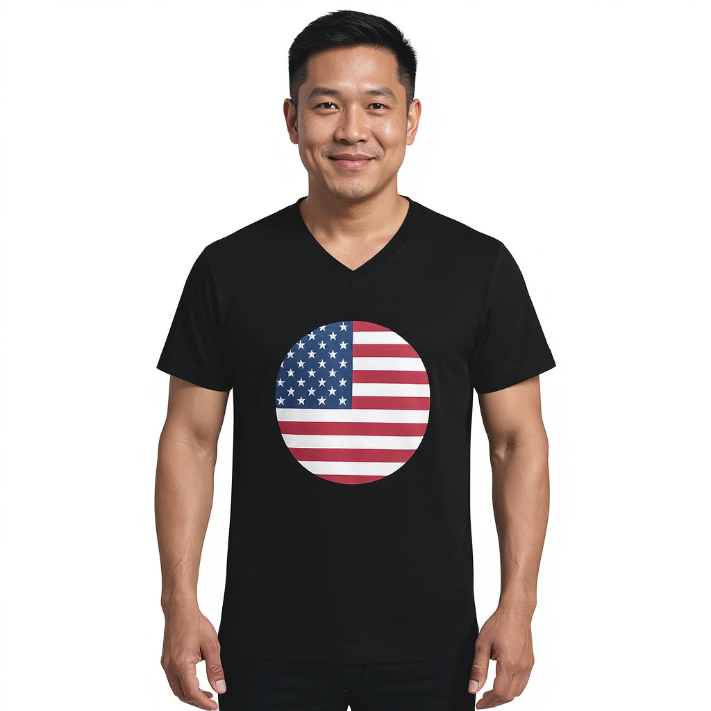 Unisex Short Sleeve V-Neck T-Shirt - United State Flag Icon - Image 1