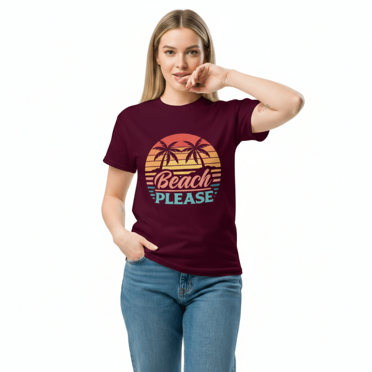 Unisex classic cotton tee with Beach Please design, structured fit, perfect for layered streetwear