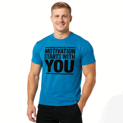 Unisex classic tee 'Motivation Starts With You' in multiple colors. 100% cotton, soft, durable. Timeless style.
