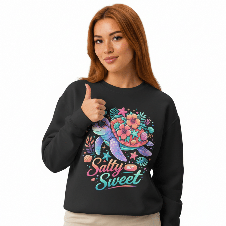 Unisex garment-dyed fleece crewneck sweatshirt in Salty But Sweet, relaxed fit, vintage-style cotton.