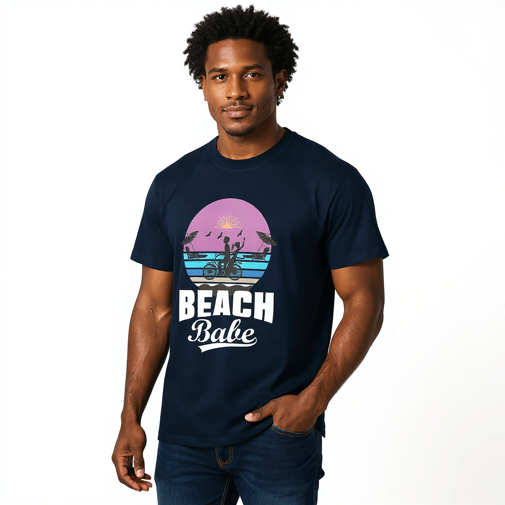 Unisex organic oversized high neck t-shirt - Beach Babe - Image 2